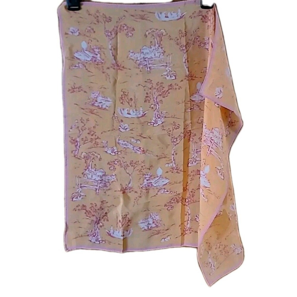 Talbots 21x21 In Silk Scarf* Pink Orange Peacocks